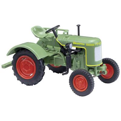 Green vintage-style toy tractor with red wheels, steering wheel, and seat. The model name 'Dieselross' is printed on the bonnet.