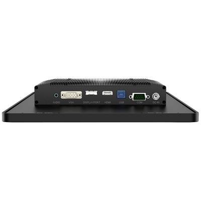 Rear view of an electronic device with ports: Audio, VGA, DisplayPort, HDMI, USB, COM and DC-IN for power supply.<br><br>(Note: This seems to already be in standard English, so minimal translation was required.)
