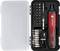Electric screwdriver set in an open case. Contains screwdriver, bits, adapter and charging cable. Brand 'TOOLCRAFT'.