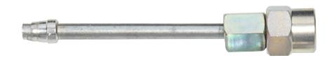 Metallic connection adapter with thread and hexagonal nut, likely for technical or mechanical applications.