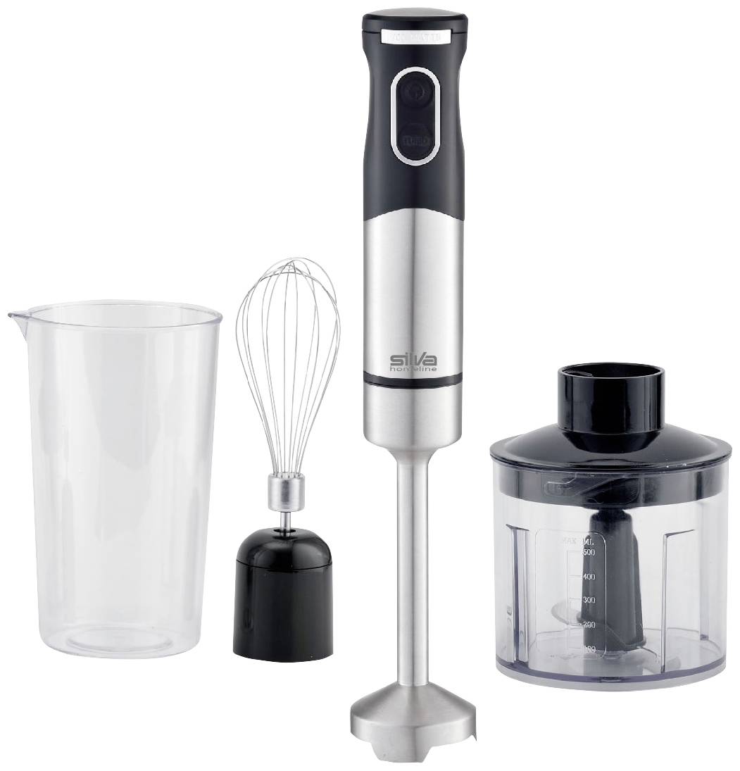 Silva Homeline SMS 6502 Hand-held blender 700 W with graduated beaker, with blender attachment, Whisk attachment Stainless steel, Black