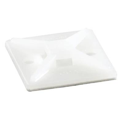 A white, square cable tie mount with an X-shaped design and mounting holes at the corners.