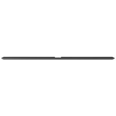 A black rod with white ends against a white background.