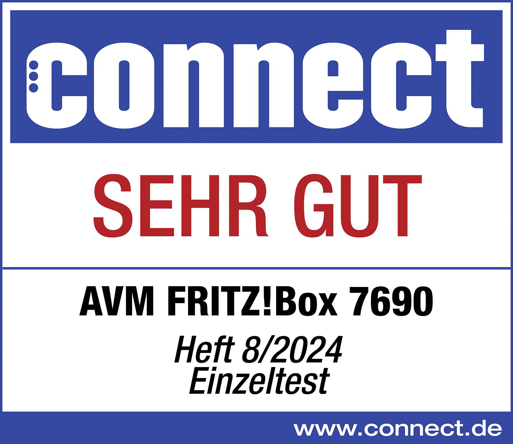 '"Connect" Rating of 'VERY GOOD' for AVM FRITZ!Box 7690, Issue 8/2024, Individual Test.'