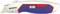 A blue and red utility knife with a red sliding button, silver blade, and 'WORKPRO' printed on the handle.