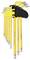 'Set of Torx keys in yellow-black holder, sizes T10 to T50, with non-slip grip and reinforced tips for various applications.'