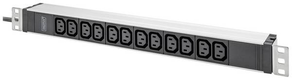 Digitus DN-95426 19 inch Server rack cabinet power strip 1 U IEC C13 10A Suitable for (cabinet depths): > 300 mm Aluminium , Aluminium (anodised), Black, Black (matt), Black-silver, Black/silver