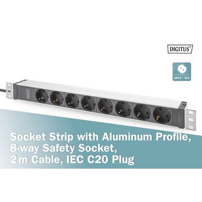 Digitus DN-95428 19 inch Server rack cabinet power strip 1 U PG socket Suitable for (cabinet depths): > 300 mm Aluminium-9
