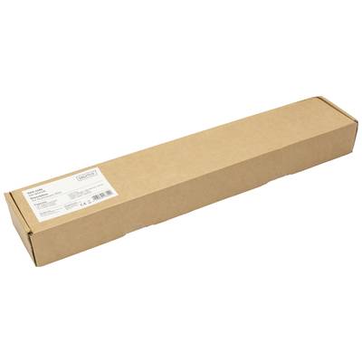 A long, narrow brown cardboard box with a white label on the top surface. The label contains text and barcodes.