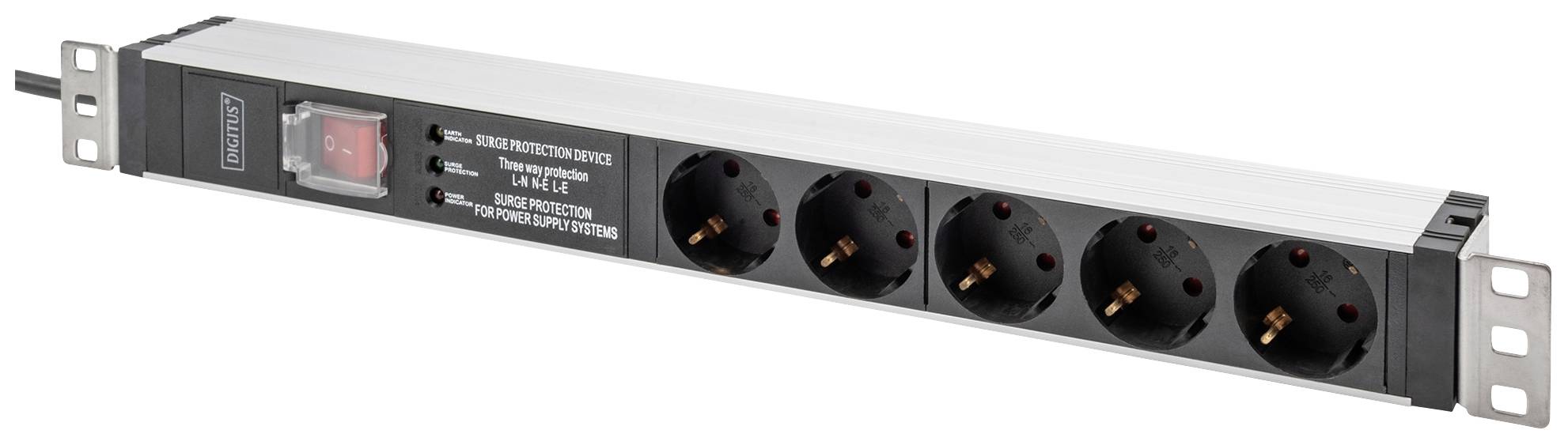 Digitus DN-95433 19 inch Server rack cabinet power strip 1 U PG socket Suitable for (cabinet depths): > 300 mm Aluminium