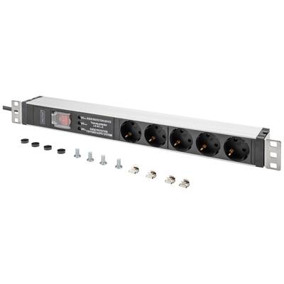 Four-way power strip with surge protection and power switch. Includes mounting hardware.