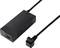 Black power supply with cable connection, rectangular shape, on white background.