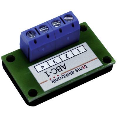 A green electronic module with a blue terminal block, labelled 'ABC-1'. It has four numbered screw terminals.