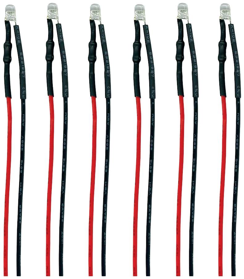 TAMS Elektronik 81-59506-06-C LED + leads Cold white, Red 6 pc(s)