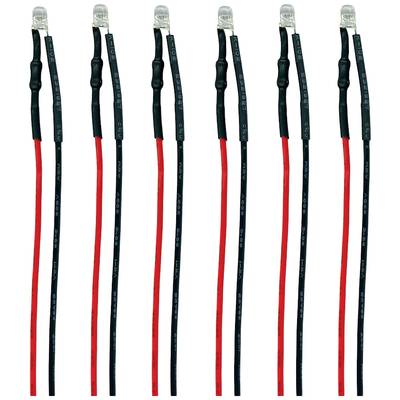 Seven identical electrical cables with red and black cores and silver connectors, arranged side by side in a row.