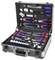 An open toolbox containing various hand tools such as screwdrivers, pliers, spanners, and sockets.