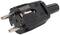Black two-pin European plug with flat metal pins, good condition, on white background.