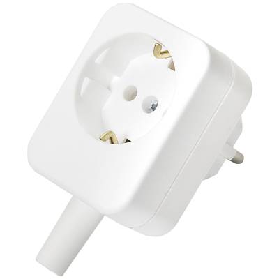 White adapter socket with side plug base, suitable for expanding existing socket outlets, against a white background.
