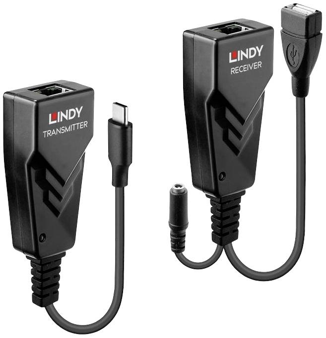 Lindy USB-C transmitter and receiver for digital signal transmission.