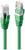 A green Ethernet cable with metallic connectors, branded with 'Lindy', suitable for network connections.