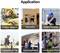 Six pictures of construction workers at work: distance measurement, decoration, project planning, surveying, steel construction, construction works.