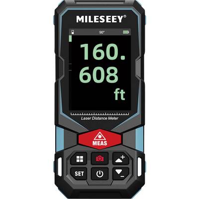 Electronic laser distance measuring device displays '160.608 ft' on the screen. Control buttons underneath.