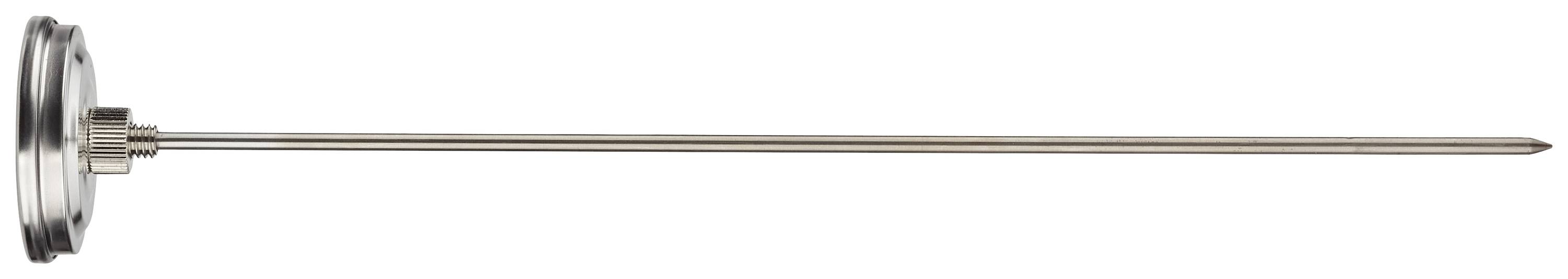 A long, thin metal rod with a broad base on the left side, likely a temperature probe or industrial sensor.
