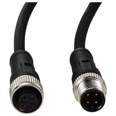 Two black circular connector cables with silver screw terminals; one showing the pin side, the other the socket side.
