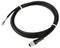 A black connection cable with an open end and a male screw plug. Suitable for electronic connections.