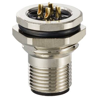 Metallic circular connector with multiple gold-plated electrical contacts, suitable for industrial and electronic applications.