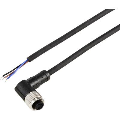 Black cable with right-angled socket and bare wires at the end, suitable for electronic connections and applications.