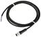 A black cable with a metal plug at one end and exposed wires at the other. It is tied in a loop.