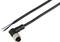Black, right-angled connection cable with plug and free wire ends, suitable for industrial applications or installation.