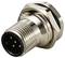 Metal pin connectors with three pins and threading for industrial applications, demonstrating robustness and suitability for harsh environments.