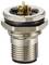 A metal connector with threading and multiple golden pins, suitable for electronic devices or industrial applications.