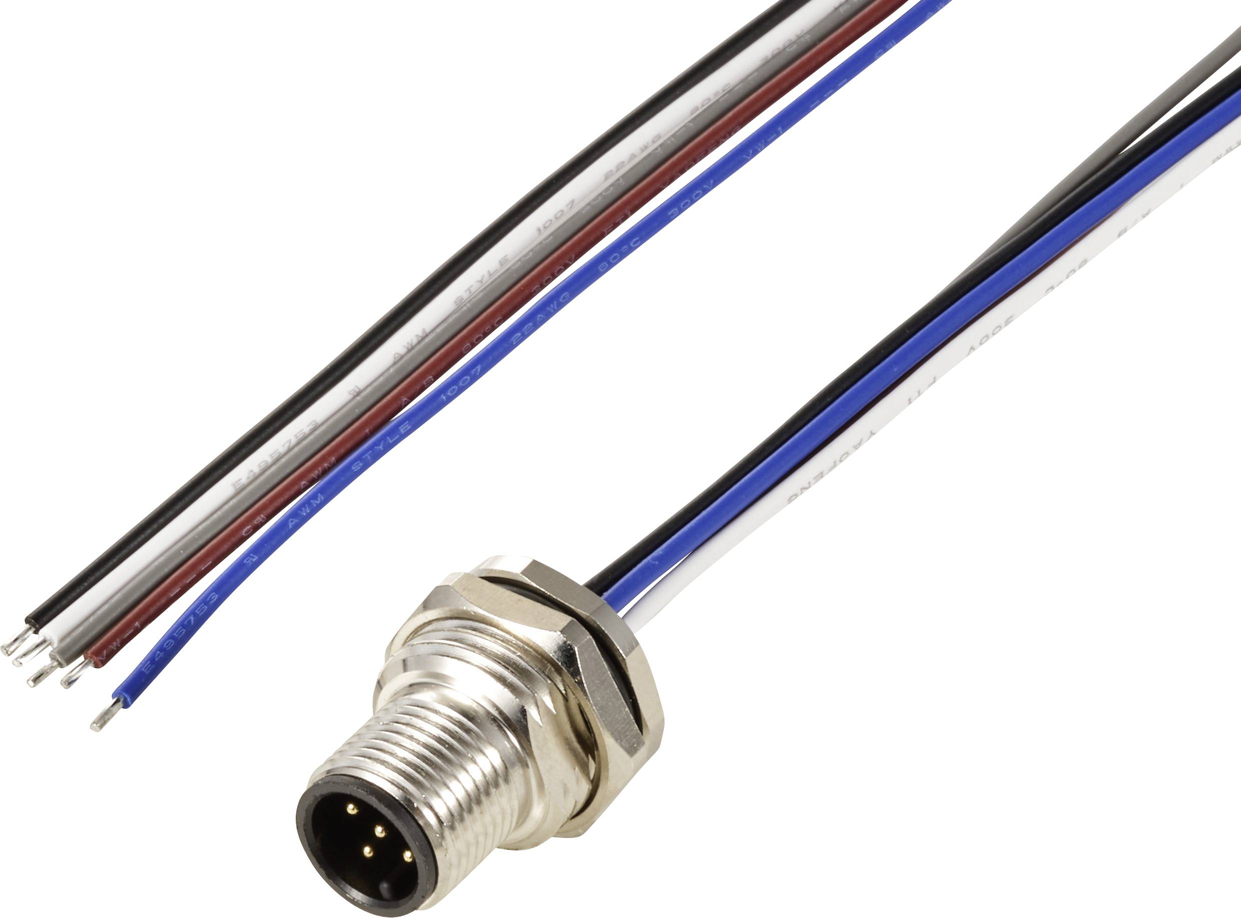 TRU COMPONENTS TC-12833192 Sensor/actuator recess-mount plug M12 Plug, mount 0.5 m No. of pins (RJ): 5 1 pc(s)