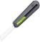 A grey utility knife with green detailing and a ceramic blade insert, designed for safe cutting.