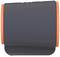 Grey cylindrical object with orange ends on a white background.