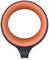 Round, orange device with a handle at the bottom. Primarily circular with a contrasting coloured border.