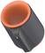 A black cup holder with an orange, soft inner ring. The holder is angled and has a smooth surface.