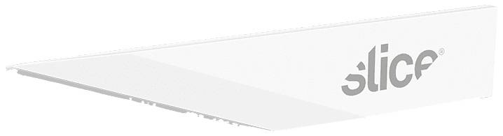 Description: A white, triangular tool with the inscription 'slice', which looks like a blade and is presumably intended for cutting.