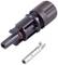 'MC4 connector for connecting solar modules; contains a male end and a contact pin. Suitable for outdoor use.'