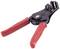 Wire stripping pliers with red handles, open and ready for wire processing.