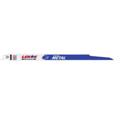 Lenox metal cutting saw blade, featuring a stylised lion head logo and blue and white colour scheme.