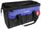 Black and blue tool bag with red accents, two carry handles, and multiple pockets, marked with 'WORKPRO'.