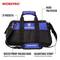 Tool bag with 21 pockets, waterproof base and adjustable strap. Made from 840D polyester. Suitable for various environments.