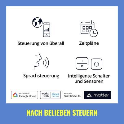 'Control at Will': Symbols for global control, schedules, voice control, intelligent switches. Supports Google, Alexa, Siri.