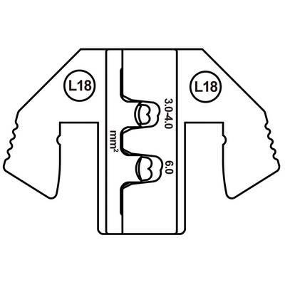 'Cutting element for crimping cables with markings 3.0-4.0 mm² and 6.0 mm², marked on both sides with the designation L18.'
