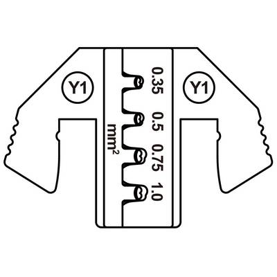 Cable cutting or stripping tool with markings for cable cross-section in mm²: 0.35, 0.5, 0.75, 1.0.