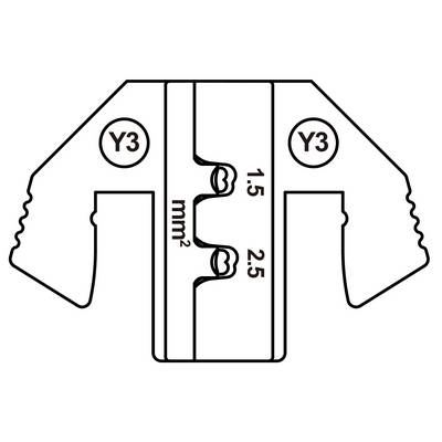 Figure of a cable lug labelled 'Y3', suitable for cable cross-sections from 1.5 to 2.5 mm².